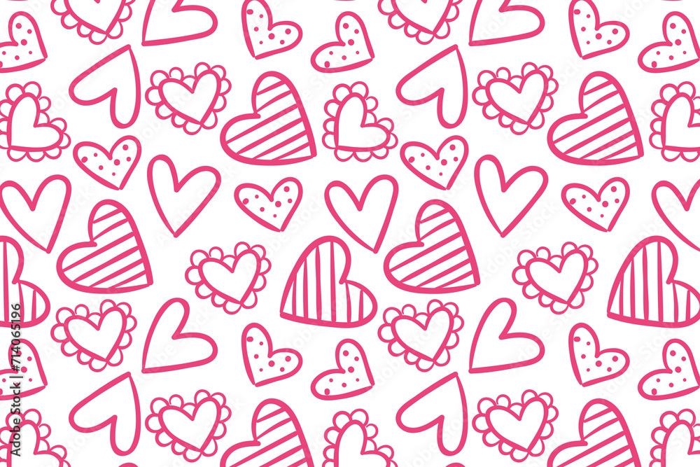 Vector love heart pattern, vector hand drawn Valentine's Day pattern, Valentine's Day background. Vector love heart pattern, vector hand drawn Valentine's Day pattern, Valentine's Day background.