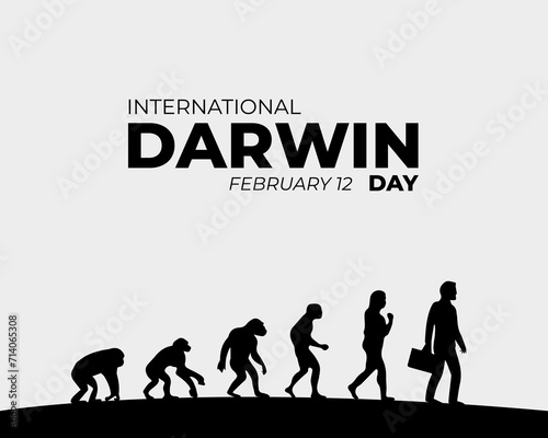 International Darwin Day. February 12. Holiday concept. Template for background with banner, poster and card. Jpeg format.