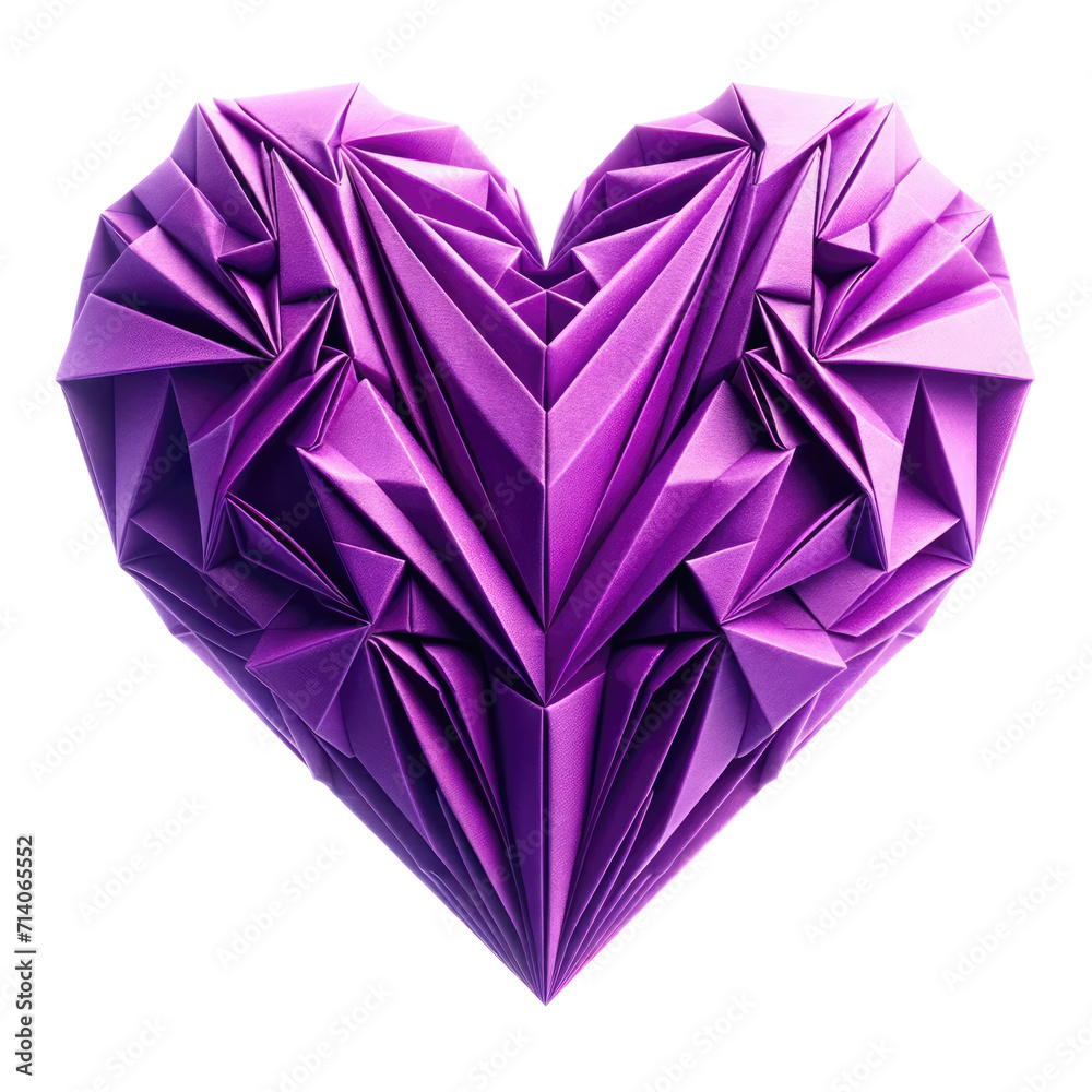 a purple origami paper heart