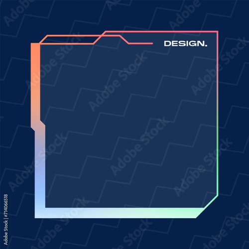 Futuristic square gradient background. Pop up window vector illustration.