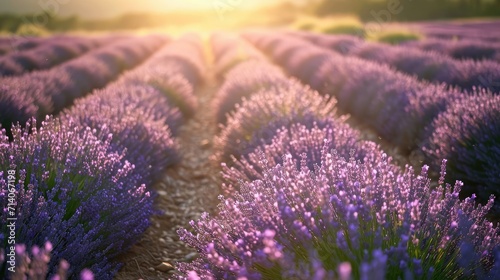 Serenity in the Lavender Fields- Purple Blooms and Aromatic Scents in a Lavender Farm