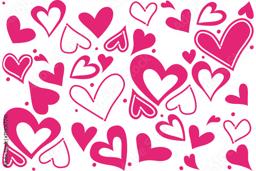 Vector love heart pattern  vector hand drawn Valentine s Day pattern  Valentine s Day background.