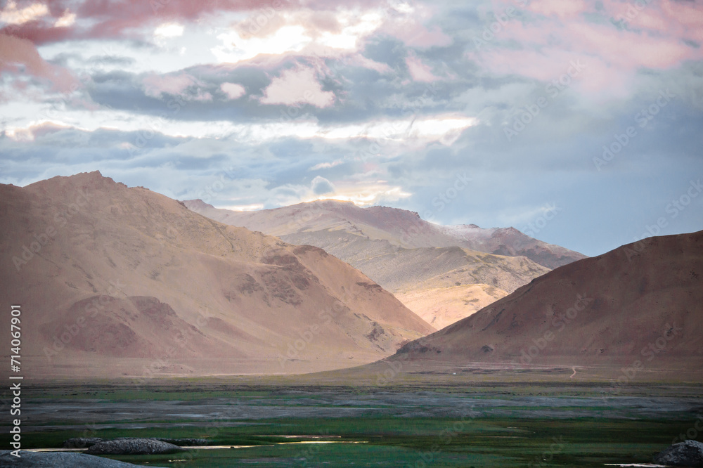 Lake Tso Kar, a high-altitude lake in the Himalayas, Ladakh, mountain, India Lake Tso Kar, a high-altitude lake in the Himalayas, Ladakh, mountain, India