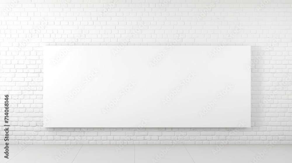 Obraz premium White modern brick wall interior decor and sign, blank white Gallery wall mockup interior home room