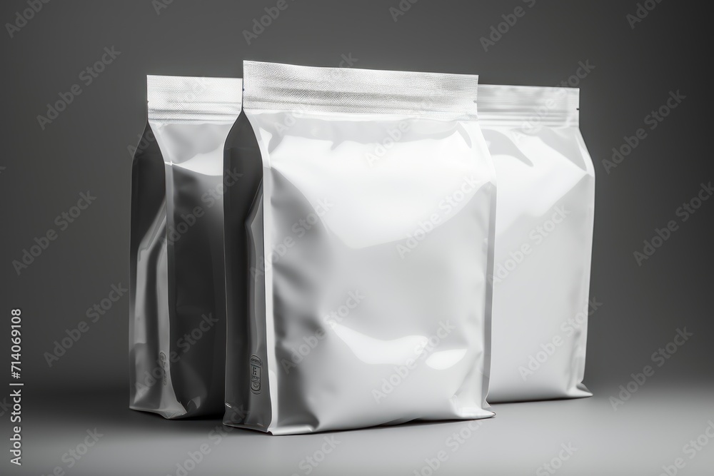 Aluminum Foil Packaging Mockup isolated. Food Blank foil bag mockup isolated. Blank Food Pouch Aluminum Foil Pack Mockup. Mockup.