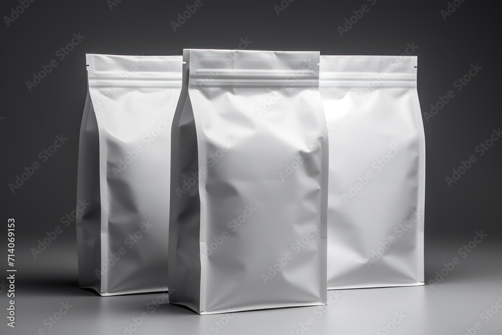 Aluminum Foil Packaging Mockup isolated. Food Blank foil bags mockup isolated. Blank Food Pouch Aluminum Foil Pack Mockup. Mockup.