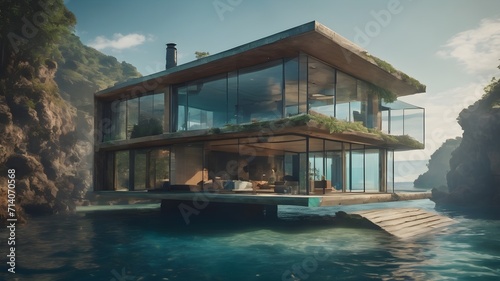Home in Ocean Background Very cool