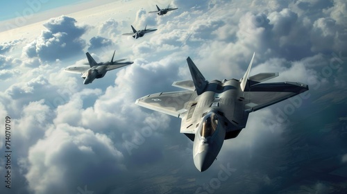 Military Aircraft Might- Powerful Fighter Jets and Precision Formation Flying
