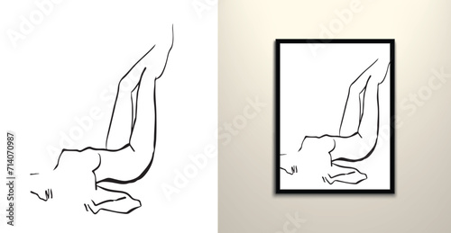 sexy women face and figure line art drawing design 