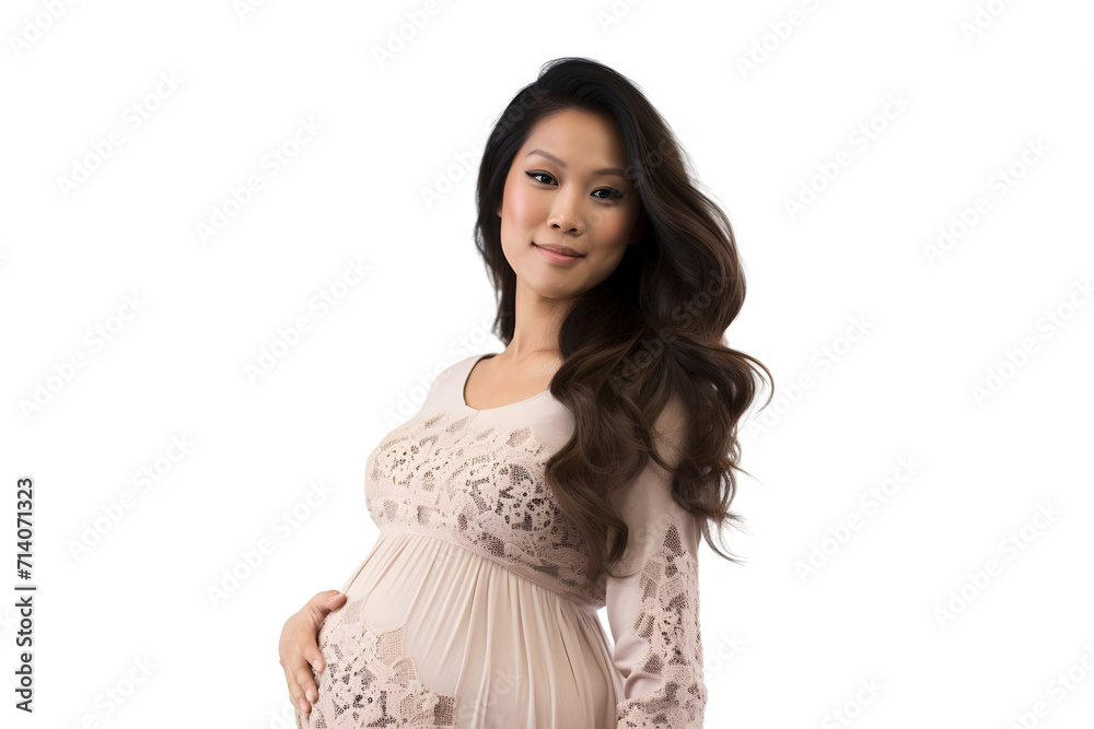 asian pregnant woman posing isolated on transparent background asian pregnant woman posing isolated on transparent background