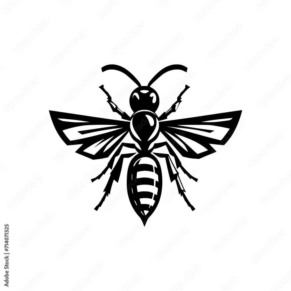 Professional black and white bee logo, suitable for a variety of industries. Minimalistic aesthetic, isolated on a white background. Silhouette icon of a wasp. simple logo of a honeybee. Professional black and white bee logo, suitable for a variety of industries. Minimalistic aesthetic, isolated on a white background. Silhouette icon of a wasp. simple logo of a honeybee.