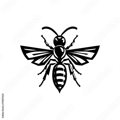 Professional black and white bee logo, suitable for a variety of industries. Minimalistic aesthetic, isolated on a white background. Silhouette icon of a wasp. simple logo of a honeybee.
