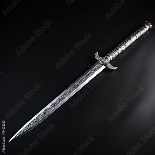 souvenir collectible silver dagger with scabbard on black