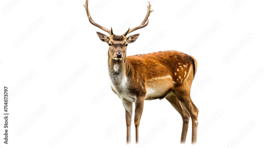 Deer Standing in Middle of White Background
