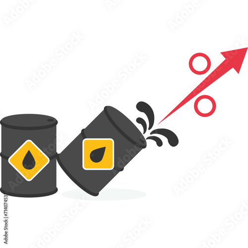 Declining chart of crude oil barrels, natural gas trading business, demand for oil and gas, crude oil prices, Vector illustration design concept in flat style


