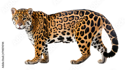 Majestic Leopard Standing on White Surface photo