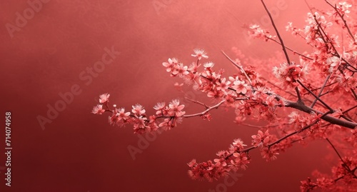 a branch with several red branches on red background