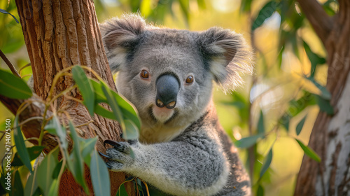 koala bear in tree, closeup