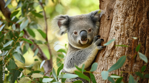 koala bear in tree  closeup