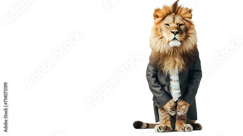 Lion Wearing a Suit and Tie, Majestic King of the Urban Jungle