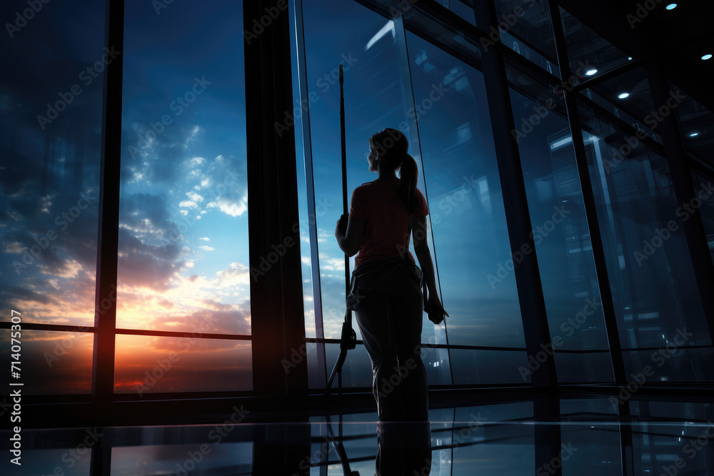 Aesthetic photo of skyscraper worker Aesthetic photo of skyscraper worker