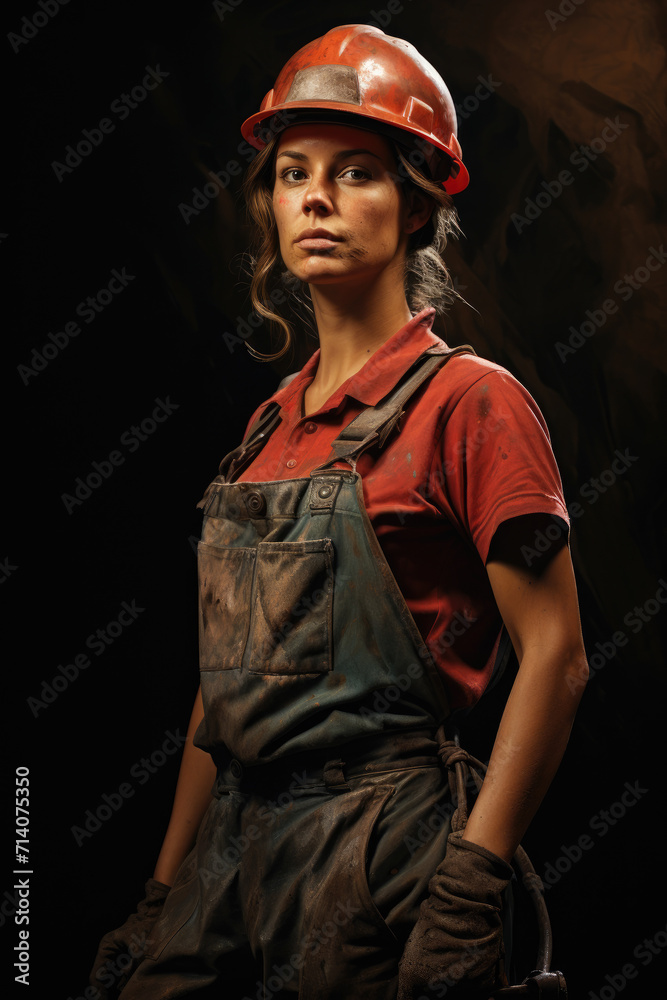Aesthetic portrait photo of female miner Aesthetic portrait photo of female miner
