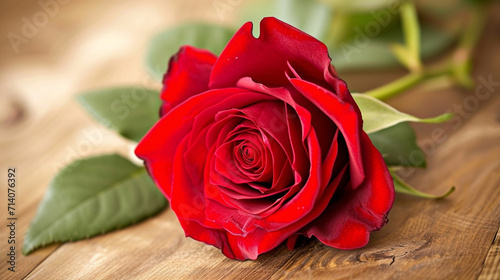 red rose on wooden background