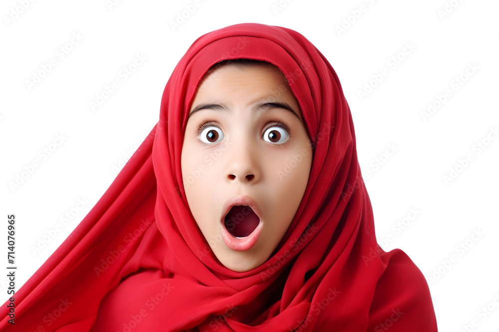 portrait with shocked face of an arabian child girl isolated on transparent background portrait with shocked face of an arabian child girl isolated on transparent background