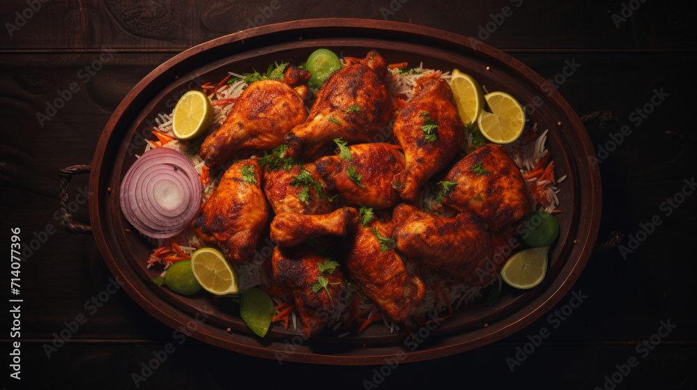 Φωτογραφία A plate of tender and flavorful chicken mandi, a popular dish in the Arabian Pen