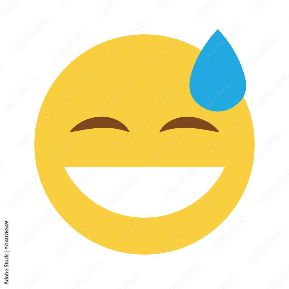 Grinning Face with Sweat emoji vector illustration smile happy Grinning Face with Sweat emoji vector illustration smile happy