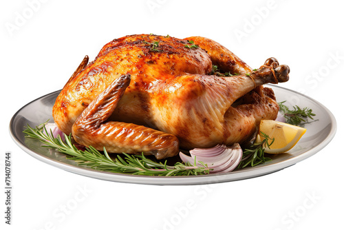 Roast chicken Isolated on transparent background. Generative AI