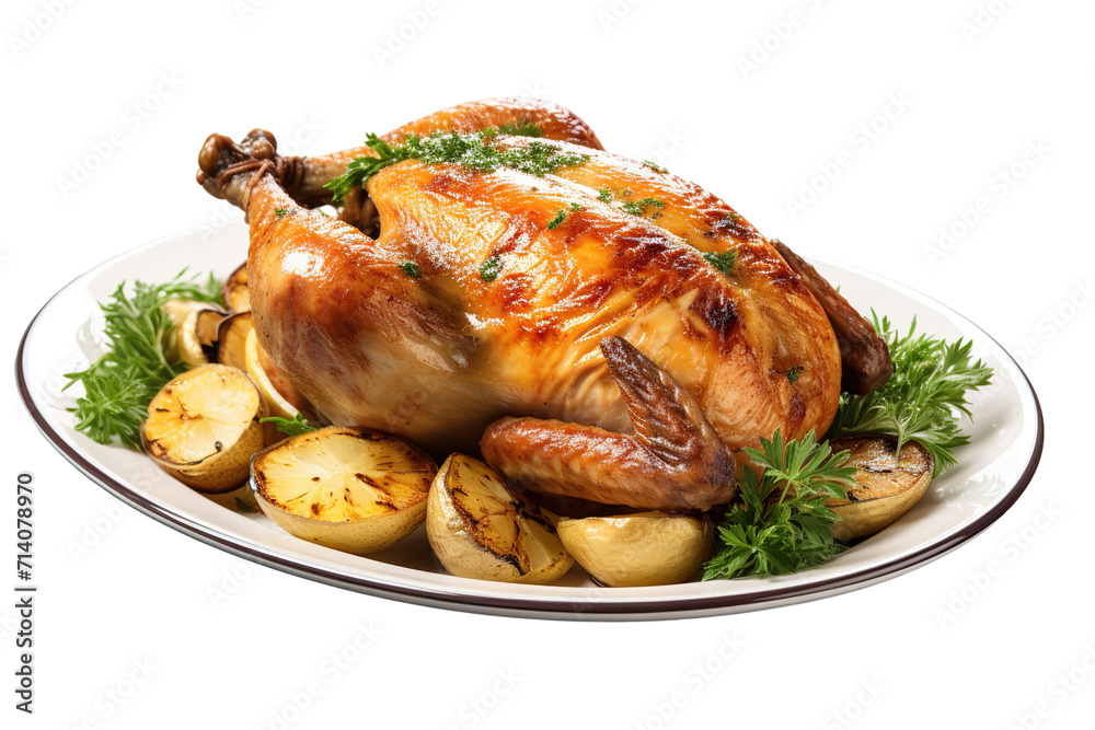 Roast chicken Isolated on transparent background. Generative AI Roast chicken Isolated on transparent background. Generative AI