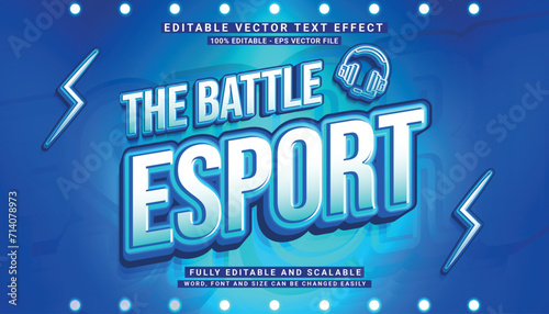 ESPORT GAMER 3D TEXT EFFECT EDITABLE VECTOR SPORT SOCCER BASKET BADMINTON BLUE LIGHT GLOW 7