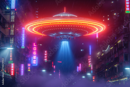 science fiction neon ufo portrait sightings