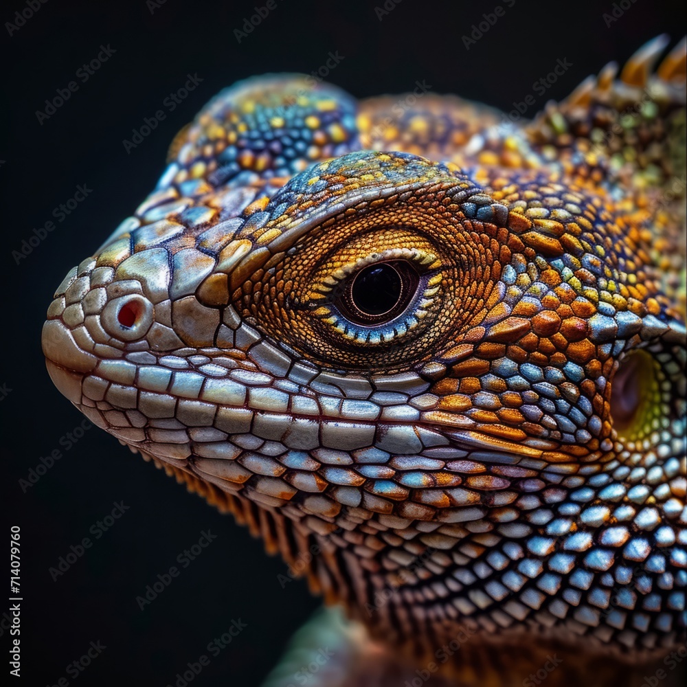 Fototapeta premium A close-up photo of a lizard. Macro portrait of a lizard.