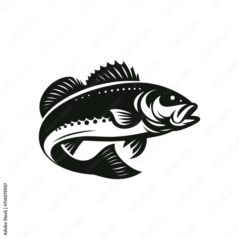 simple bass fish logo silhouette in vector icon illustration simple bass fish logo silhouette in vector icon illustration