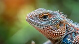 A close-up photo of a lizard. Macro portrait of a lizard.