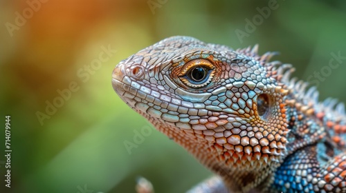 A close-up photo of a lizard. Macro portrait of a lizard.