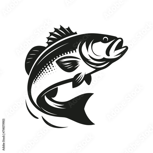 clean and minimal vector illustration of a silhouetted bass fish logo