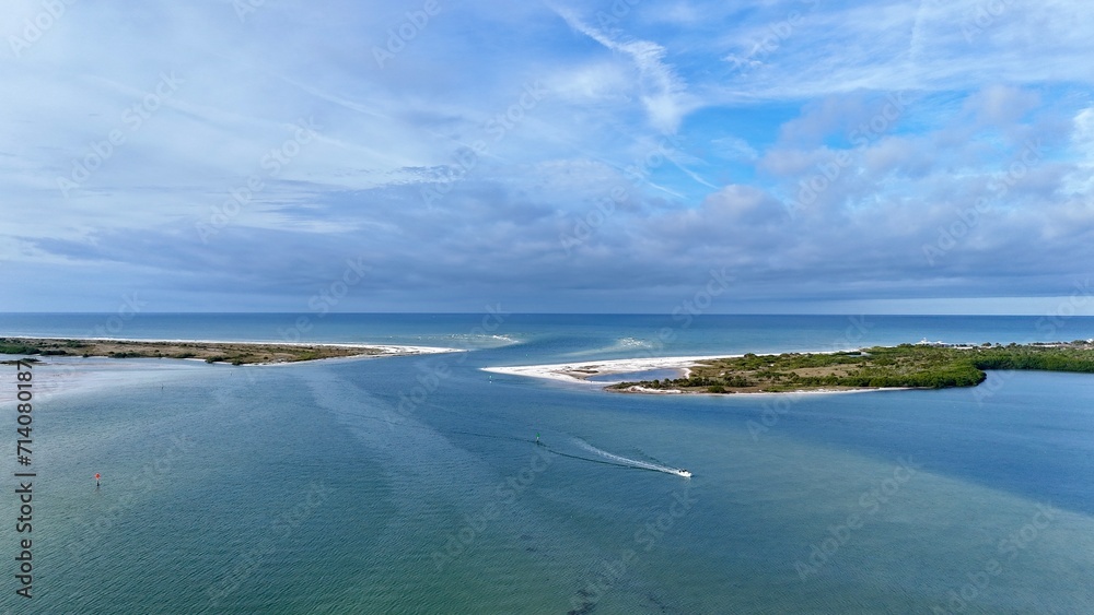 Aerial drone photography of Honeymoon Island in Dunedin, Florida