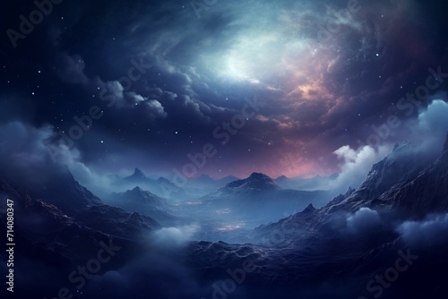 A cosmic mist settling over the serene valleys of interstellar space