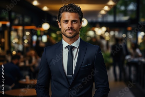 A dapper gentleman exudes confidence and charm as he stands tall in his tailored suit, the perfect blend of professionalism and style © Larisa AI