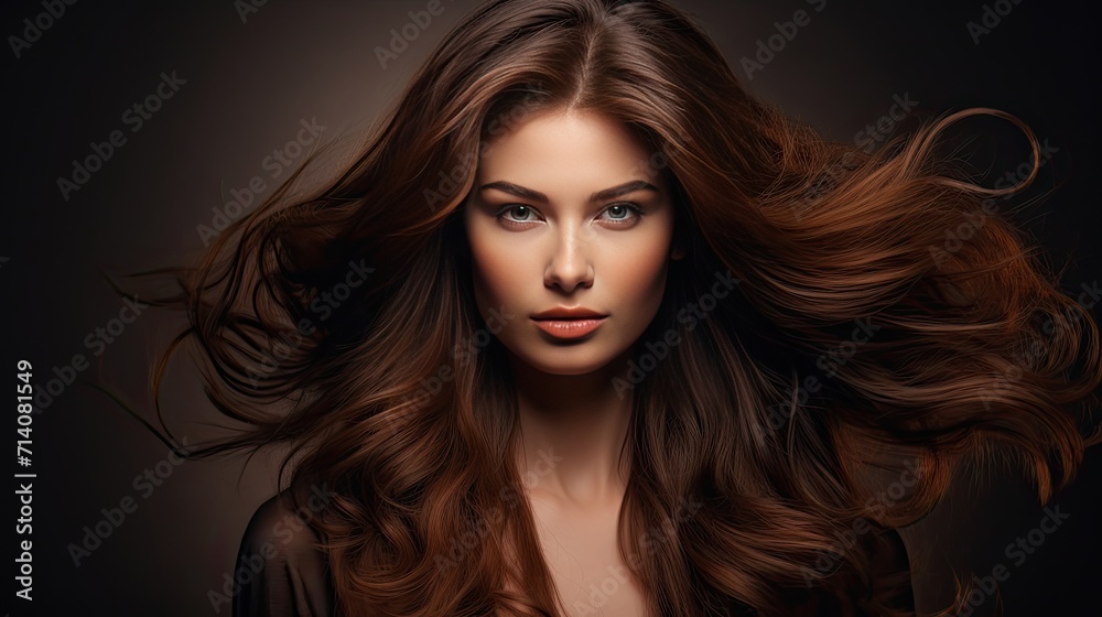 The perfect image of a beautiful brown-haired girl. Feminine image of natural beauty. Illustration for beauty and fashion magazine.