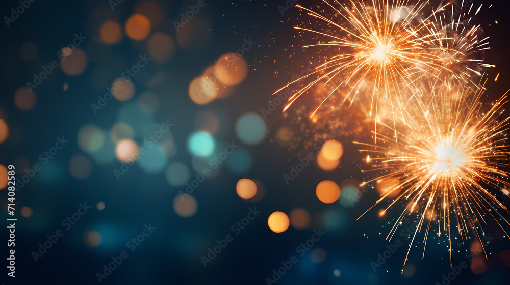 Obraz premium Fireworks background for celebration, holiday celebration concept