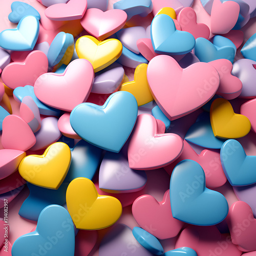 Pastel Hearts Delight: Abstract Wallpaper for Valentine's :full of hearts in image : pink, yellows, blue, red, orange, purple