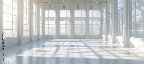white room with large windows near white wall