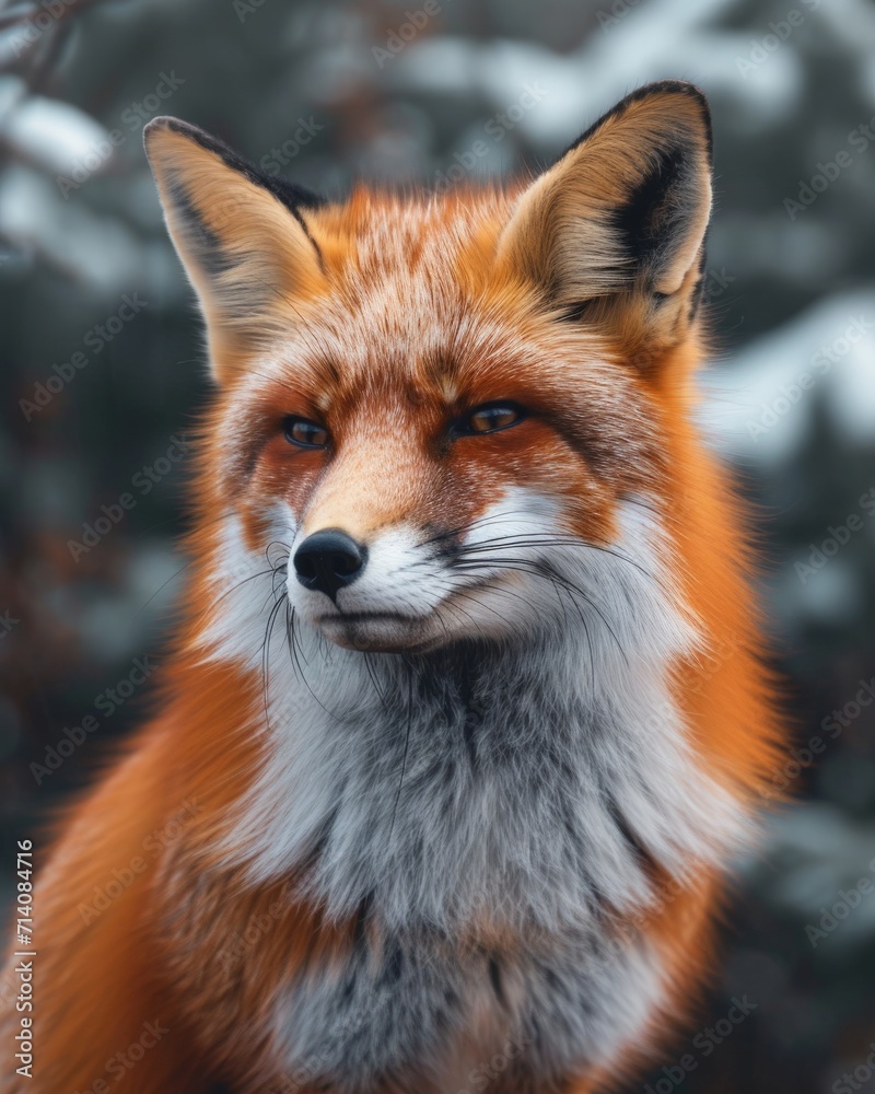 Obraz premium Red Fox Close-Up in Snow