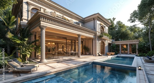 the exterior of an exterior scene of luxury villa