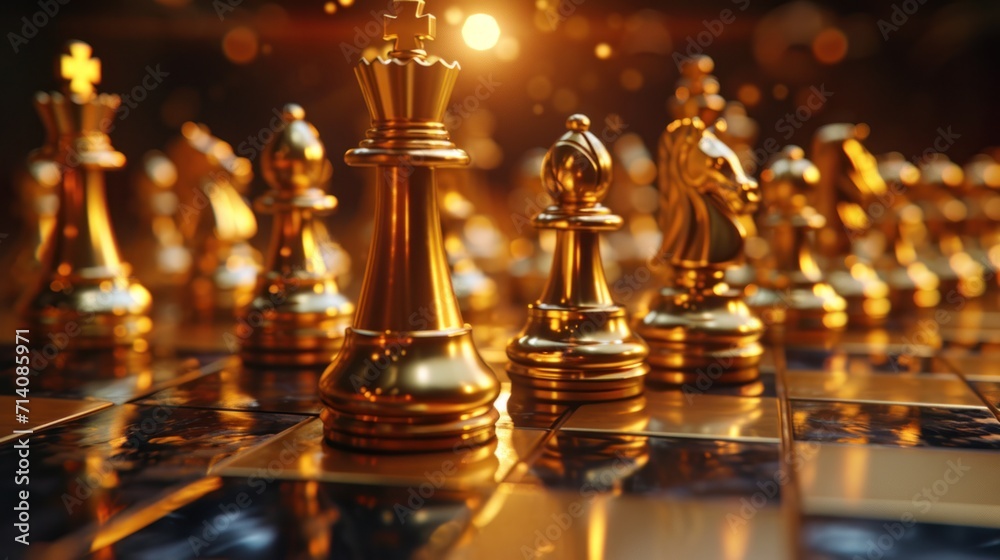 golden chess pieces are making a game against each other golden chess pieces are making a game against each other