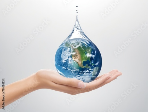 Hand Holding Water Drop With Earth, A Simple Yet Powerful Symbol of Environmental Awareness